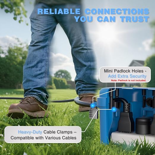 Flemoon [2 Pack] Medium Outdoor Electrical Box Waterproof, Outdoor Plug | Electrical Box (11.5x5.2x4 inch) w/6 Cable Entry Ports, Extension Cord Cover for Power Strip, Timer, Holiday Light, Blue