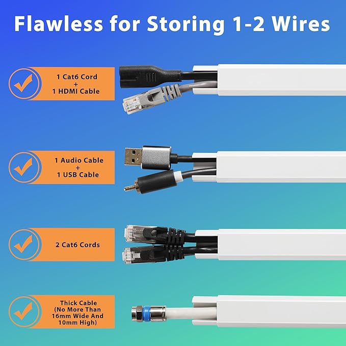 66in Cord Covers for Wires on Wall, Black Wall Cord Hider Hide Cords | Wire Covers for Cords Kit, TV Cable Hider Wall Kit, Easy to Install Cord Cover, Cable Management Wall 4XL16.5inW0.86inH0.43in
