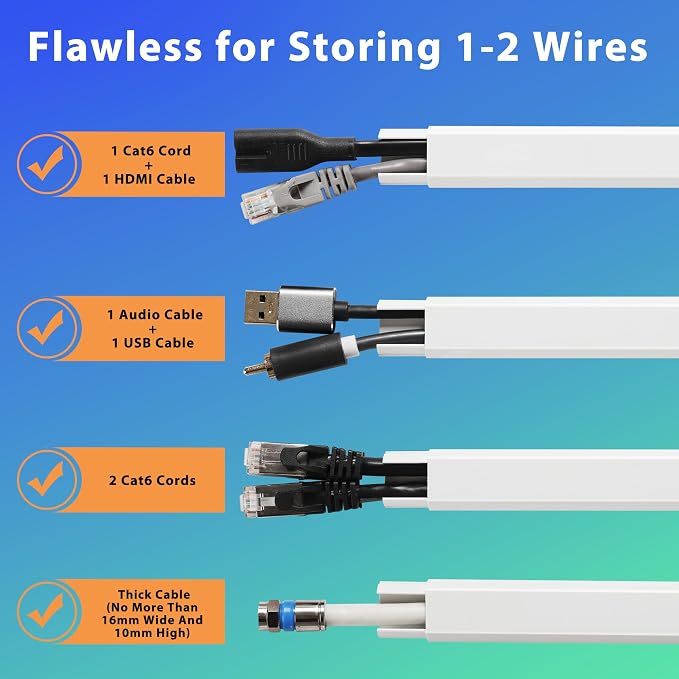 116in Wall Cable Hider Kit, Cord Organizer Hide 1-2 Cords Wall Mounted TV | YCLYC TV Wire Hider for Wall, Paintable Cord Hider Wall, Wire Cover for Wall, Cord Concealer 7X L16in W0.86in H0.43in, Beige