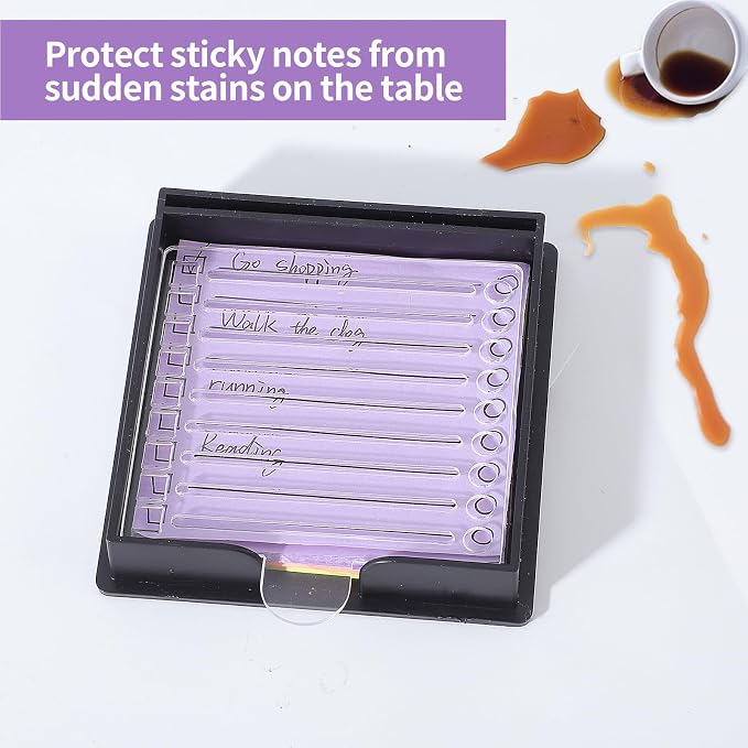 BESARME Sticky Note Holder 3x3 Sticky Note Stencil with 7 Template, Sticky Note Stencil and Holder Note Dispenser for Desk Home Office