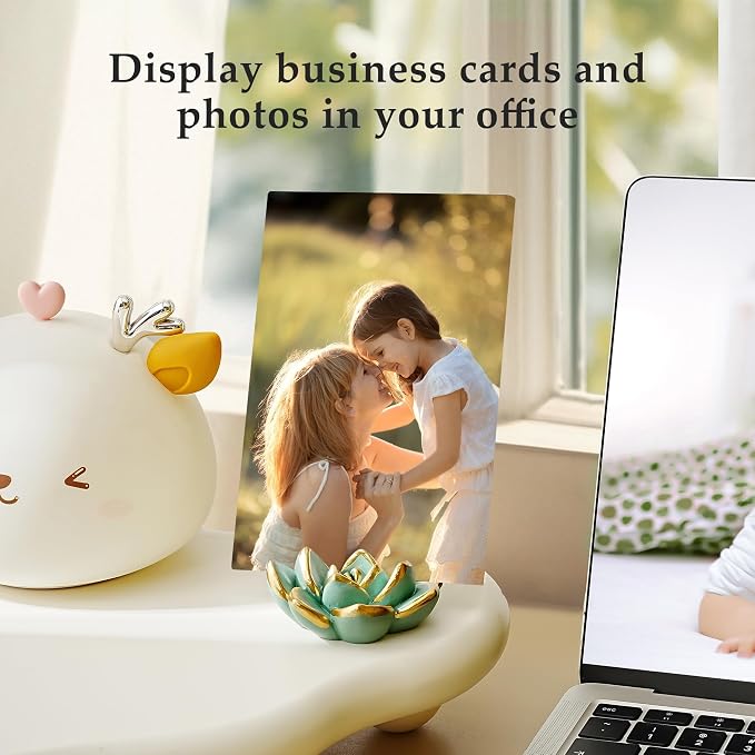 Succulent Business Card Holders for Desk, Cute Resin Business Card Display Stand Modern Vertical Name Card Holders for Office/Exhibition/Home/Restaurant, Unique Gifts for Men Women(3 Packs)