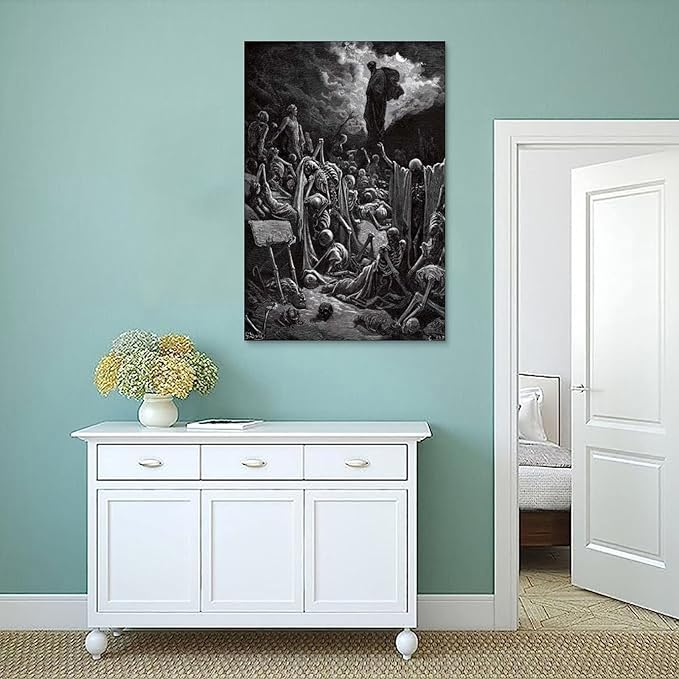 Gustave Dore The Vision Of The Valley Of Dry Bones Prints Wall Art Paintings Poster Artworks Picture Print Wall Art Painting Canvas Gift Decor Homes Decorative 20x30inch(50x75cm)
