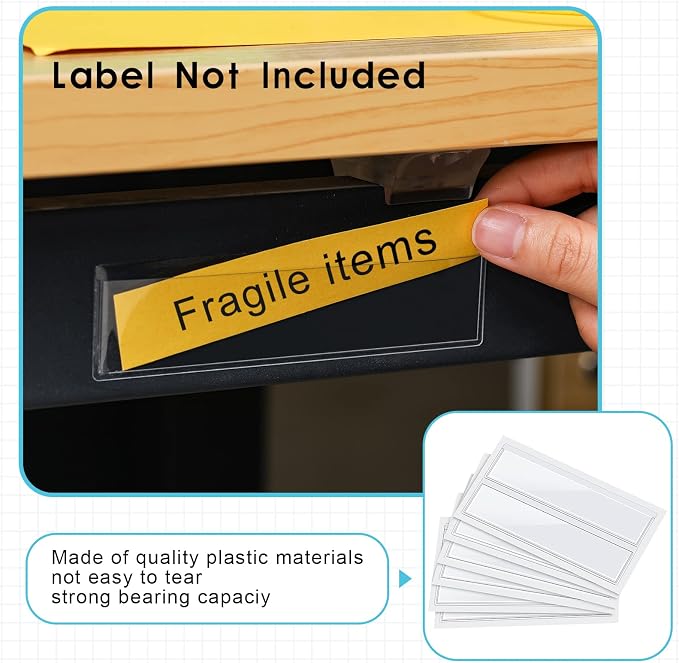 30 Pack Self-Adhesive Index Card Pockets with Top Open for Loading - Ideal Index Card Holder for Organizing and Protecting - Crystal Clear Plastic(1.2 x 4.4 Inches)