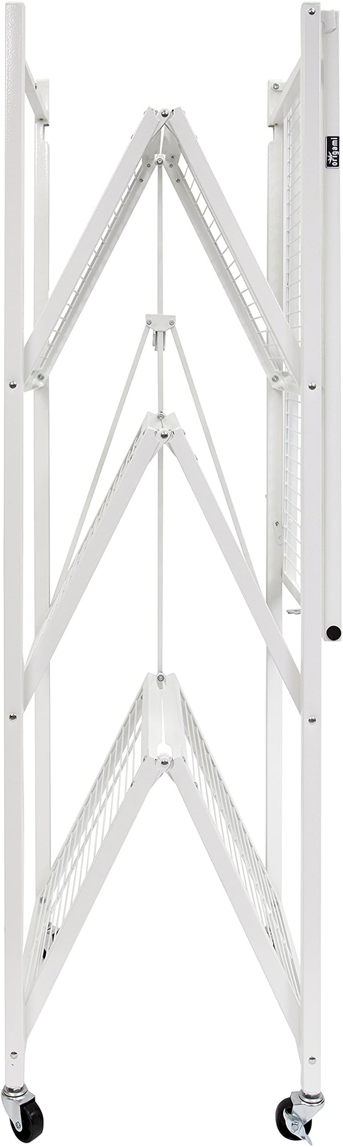 Origami R5 4-Shelf Heavy-Duty Folding Storage Rack, White - Large Foldable Metal Shelving Unit with Wheels for Garage, Pantry, Basement, Laundry Room or Warehouse