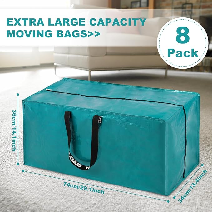 Pink Moving Bags - 20 Pack Extra Large Heavy Duty Storage Bags With Zipper & Reinforce Handles | 29x14x13 Inch Moving Tote Bags Bulk For Clothing, Shoes, Travel