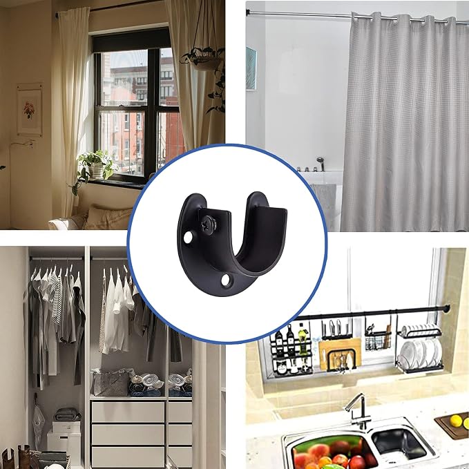 Rise age 1-3/8 Inch Closet Rod Brackets, Closet Rod Holders with Screws | Heavy Duty, Stainless Steel, Easy Installation, Pole Holder, Rod Support Bracket, Curtain Rod Holders, 2 Pcs