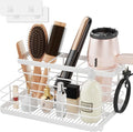 VITVITI Metal Hair Tool Organizer Wall Mounted, Hair Dryer Holder Basket Storage, Bathroom Sink Organizer Countertop for Vanity Makeup Brush/Hair Straightener/Styling Tools, White, Stand