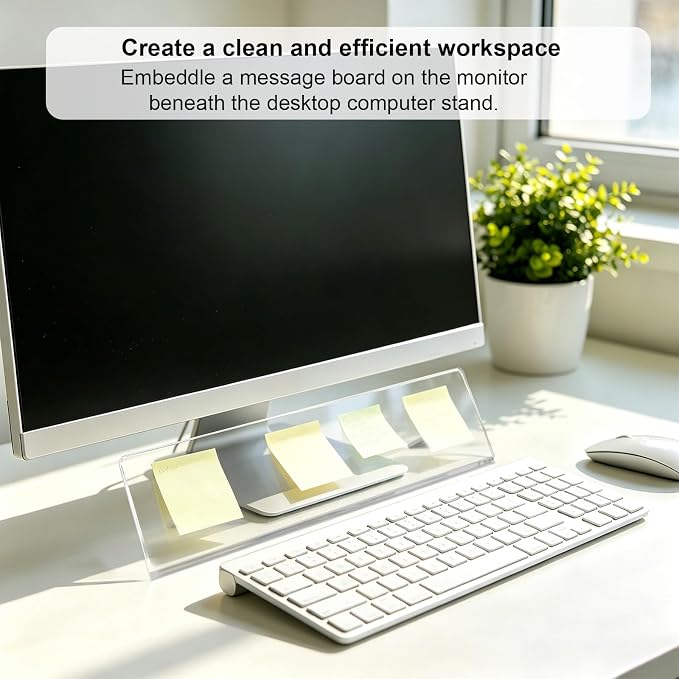 Monitor Memo Board Holder, 35.2x12cm/14x5in Acrylic Office Organization Computer Monitor Memo Board Screen Saver for Home Office Desktop Accessories (Transparent)