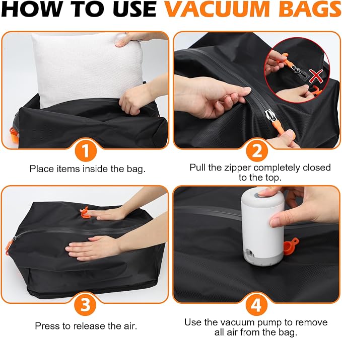 Fantictas Vacuum Travel Bags Kit (1 Pack) - 18L Waterproof & Tear Resistant Travel Compression Bags with Wireless Vacuum Pump for luggage & Backpacks, Space Saving Vacuum Storage Bags