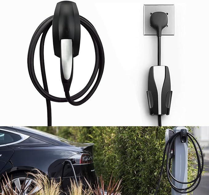 SEVEN SPARTA Charging Cable Holder Wall Mount for Tesla Charger, Black | with UMC Holder, Cable Organizer for Save Garage Space, For Tesla Model 3 Y X S Cybertruck Mobile & Wall Connector
