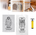 FETNHU Hanging Compressible Storage Bag, Hanging Vacuum Storage Bags with Pump, Reusable Space Saver Vacuum Storage Bags for Home Closet Organization Compression Seal (2PCS,1Set(S+M))