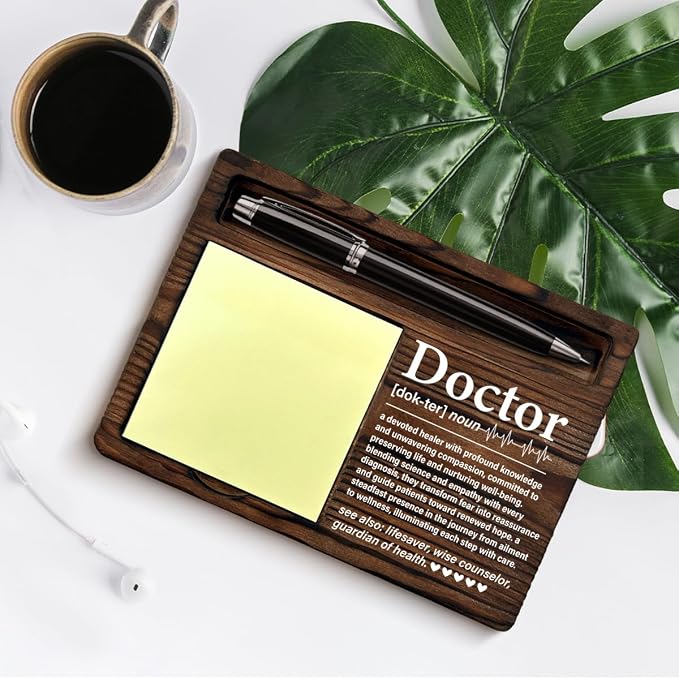 Doctor Appreciation Gifts for Women Men, Thank You Gifts for Doctors Birthday Christmas Graduation, Doctor Definition Self-Stick Note Pad Holders Office Decor