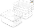BINO Plastic Storage Containers, Small - 4 Pack THE LUCID COLLECTION, Multi-Use Organizer Bins Built-In Handles BPA-Free Clear, Fridge, Pantry & Home Organization