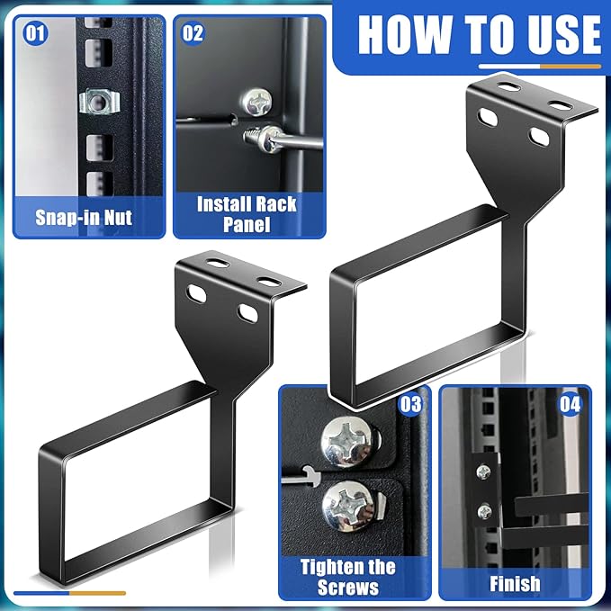 10 Pieces Vertical Cable Management D Ring 2.4 x 4 x 4 Inches Wire Organizer Metal Cable Rack for Patch Cables, Fiber Optic, Power Cords, Black