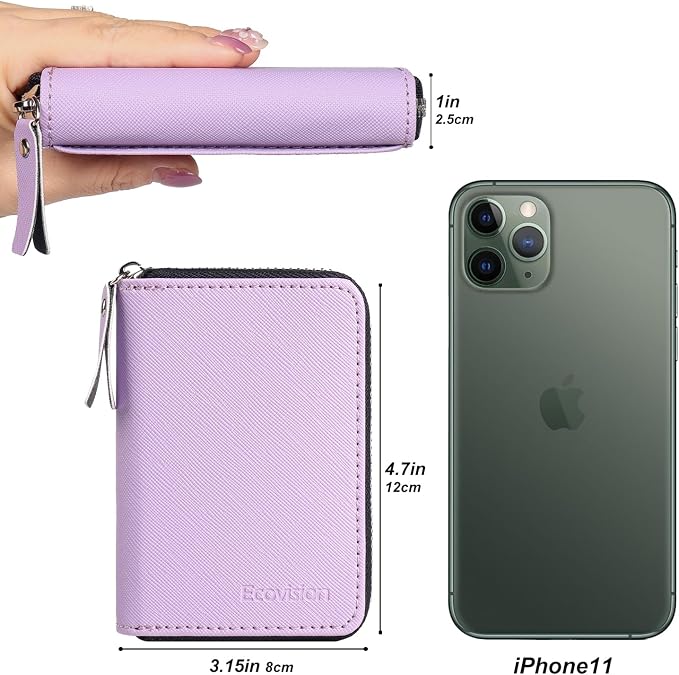 Credit Card Wallet, RFID Card Case Wallet, Zipper Card Cases Holder for Men Women, RFID Blocking, KeyChain Wallet, Compact Size Card Organizer Case for Women