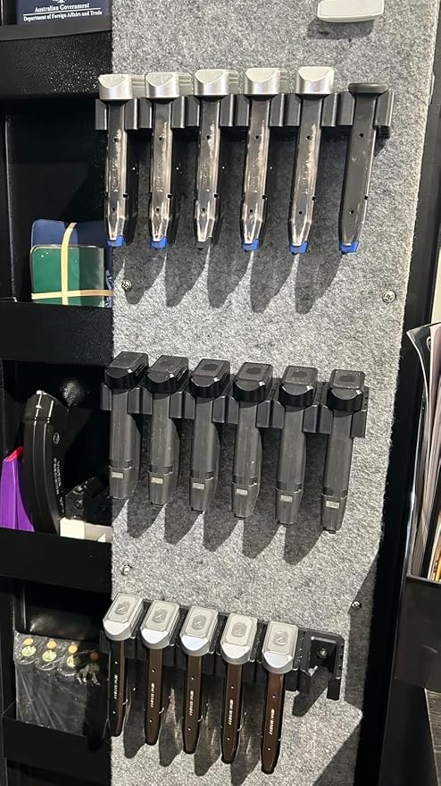 Adoreal Magnetic ABS 6 Standard Double Stack Mag Rack Wall Mount, Wall Magazine Display, Detachable Wall Mags Storage Organization System, Precision Fit Glock 17, 19, 26, 31, 32, 33, 34 Mags