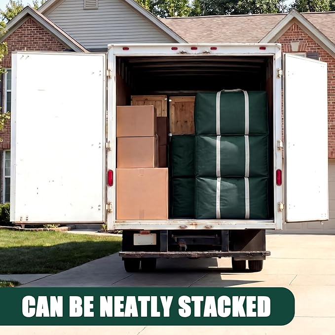 Sadnyy 12 Pack Extra Large Moving Bags Bulk with Carrying Handles & Zipper 32 Gal /120 L Reusable Waterproof Packing Bags Foldable Storage Organizer for Clothes, Bedding, Comforters(Green)