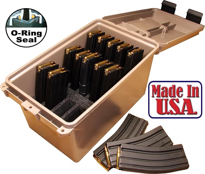 MTM TMC15 Tactical Mag Can | Fits 15 Mags of 20 or 30 Round 223/5.56 Mags, Water Resistant, Lockable, Stackable, Snap Lock Latches, USA Made