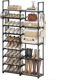 WOWLIVE 9 Tiers Shoe Rack Shoe Storage Shoe Organizer 30-35 Pairs Shoe Tower Unit Shelf Durable Metal Pipes with Plastic Connectors Stackable Cabinet Black(SSS2B9)