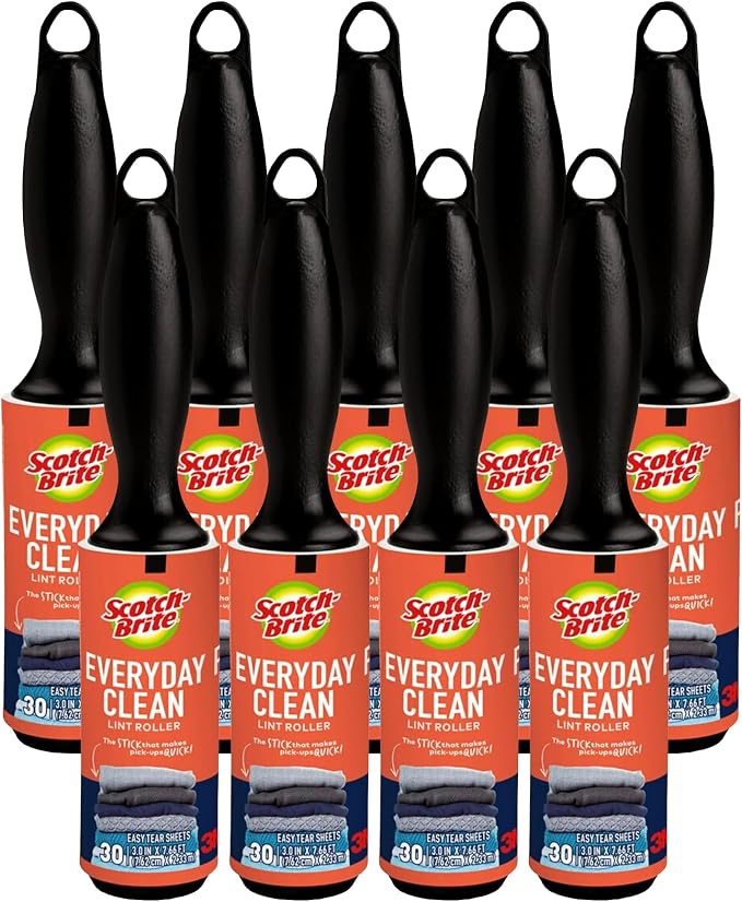 Scotch 3M Mini Lint Rollers 6-Pack (30 Sheets Each), Travel-Size Sticky Lint Removers for Clothes, Furniture and Pet Hair