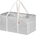 LHZK Standing Extra Large Utility Tote Bag with Metal Wire Frame and the Sides Rinforced, Extra Large Tote Bag with Handle, Reusable Grocery Bags Foldable, Beach Bag, Car Tote (Grey, 26''x15''x13'')