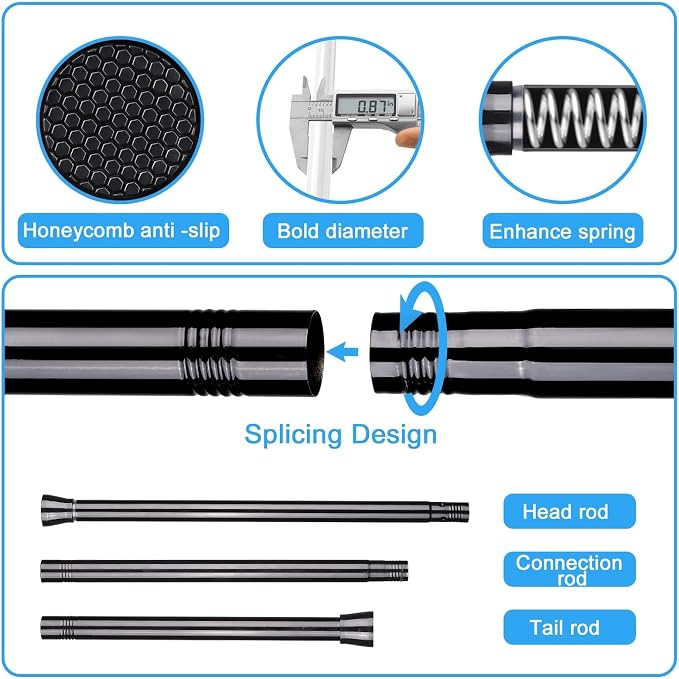 Tension Curtain Rod Black Tension Rod 28 To 48 Inch Spring Curtain Rod Non Slip Tension Rods 4Pcs For Windows No Drilling Adjustable Tension Rods of Curtain Window Closet Kitchen Wardrobe