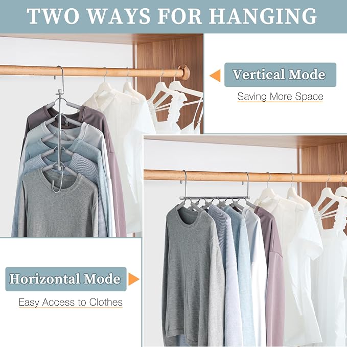 Clothes Hangers Space Saving Shirt Hangers, Non Slip Multi Shirt Organizer for Closet with Foam Padded Closet Organizers and Storage for T Shirt Short Dress Sweater Blouse Hoodie Coat Grey 4 Pack