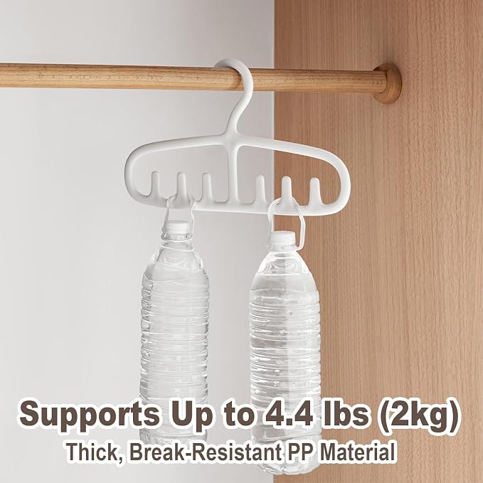 Tank Top Hangers 2 PCS, Space Saving Closet Organizer with 6 Hooks, Durable PP Hangers for Camisoles Bra Scarf, Tie, Belt, Hat, Handbag, White