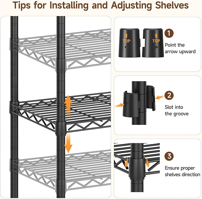 S3 Expandable Heavy Duty Clothes Rack, Freestanding Closet Organizer System | 5'8" to 8'3" Max Load 1200LBS Metal Garment Rack Portable Closet System with 4 Extendable Shelves & 4 Telescopic Rods Black