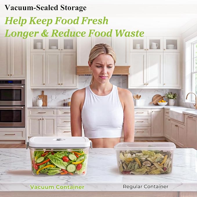 URPOWER Compact Vacuum Sealer Set with 2 Vacuum Containers for Food Storage (34 fl oz & 68 fl oz), Handheld Portable Vacuum Pump Vacuum Food Sealer Machine for Food Storage, Travel & Meal Prep