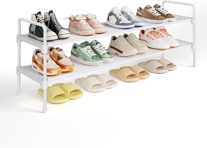 Kitsure Shoe Rack for Closet, Shoe Organizer for Front Door Entrance, Stackable Shoe Shelf, Detachable Closet Organizers and Storage, 36.1" Wide - 2 Tiers, White | Closet, Front Door Entrance, Entryway, Stackable & Detachable Shelf, Closet Organizers a...