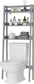 UTEX Over The Toilet Storage Shelf, 3-Tier Bathroom Shelf Rack, Gray | Space-Saving Bathroom Organizer with 3 Open Shelves for Towels & Toiletries, Adjustable Lower Crossbar, 33-Inch Clearance