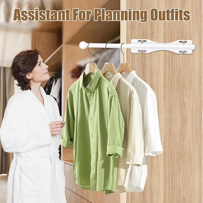 13" Valet Rod For Closet Pull Out Adjustable For Closet,1 Pack White | 13" pull-out valet rod provides convenient hanging space for clothes in closets, bedrooms and laundry rooms.