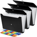 3Pcs Expanding File Folder, 13 Pockets Accordion File Holder Organizer, A4 Letter Size Paper Document Receipt Organizer Accordian Filing Folder