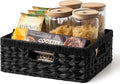 GRANNY SAYS Wicker Basket for Organizing, Wicker Storage Basket for Shelves, Woven Basket for Pantry Storage, Shallow Basket, Black, 1-Pack