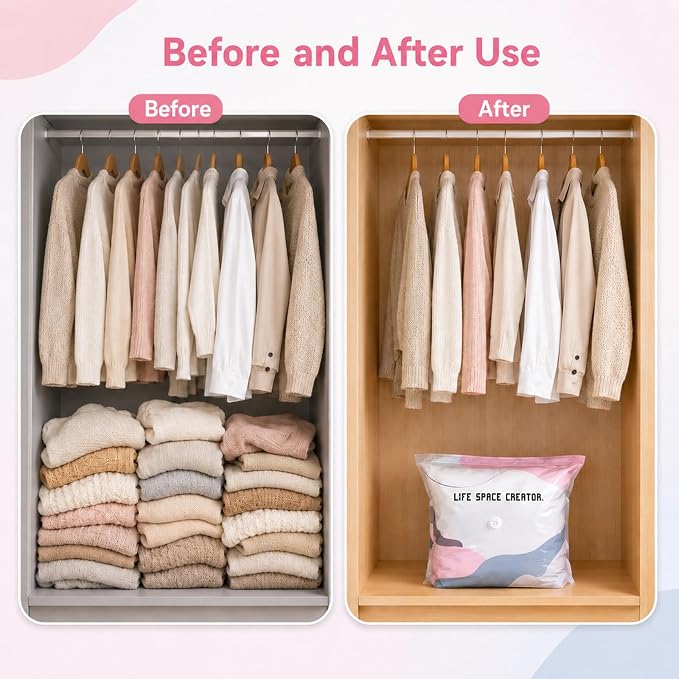 3 PACK No-Pump Vacuum Storage Bags, Cube Compression Life Space Saving Storage Bags, No-Pump 3D Large Vacuum Storage Compression Bag for Clothes and Bedding (27.6" × 19.7" × 12.5")