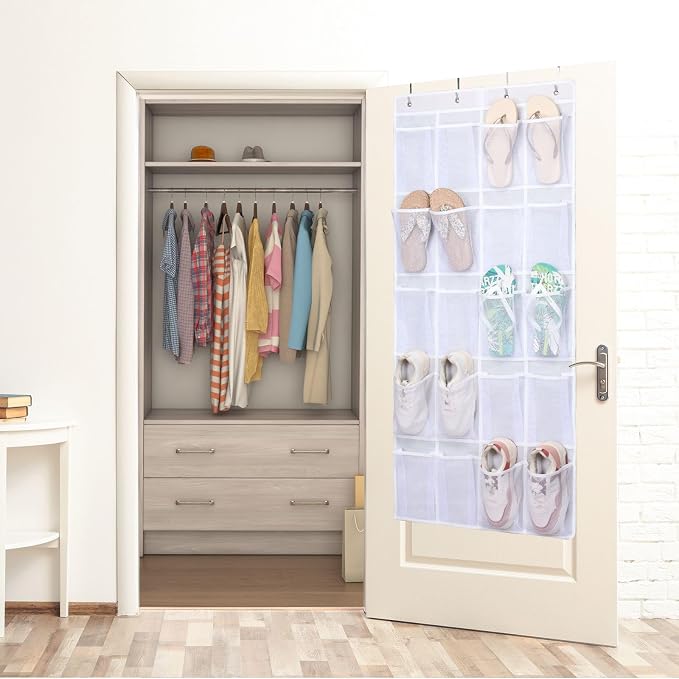 F-color Over the Door Organizer for Cruise - 20-Pocket Hanging Organizer | Tool-Free Mount with 4 Metal Hooks, See-Through Mesh Pockets, Lightweight & Foldable, Space-Saving for Travel and Daily Use