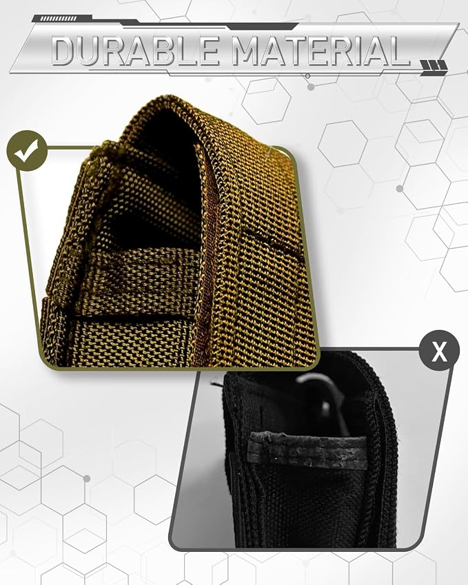 ELVO Pistol Magazine Holster, Double 9mm Mag Pouch | Open-Top Dual Magazine Holder, Tactical Belt, Molle Compatible