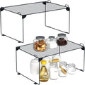 Neudeco Shelf Organizer, Gray, 2 Pack | Stackable, For Kitchen, For Closet, For Bathroom, Cabinet Shelves