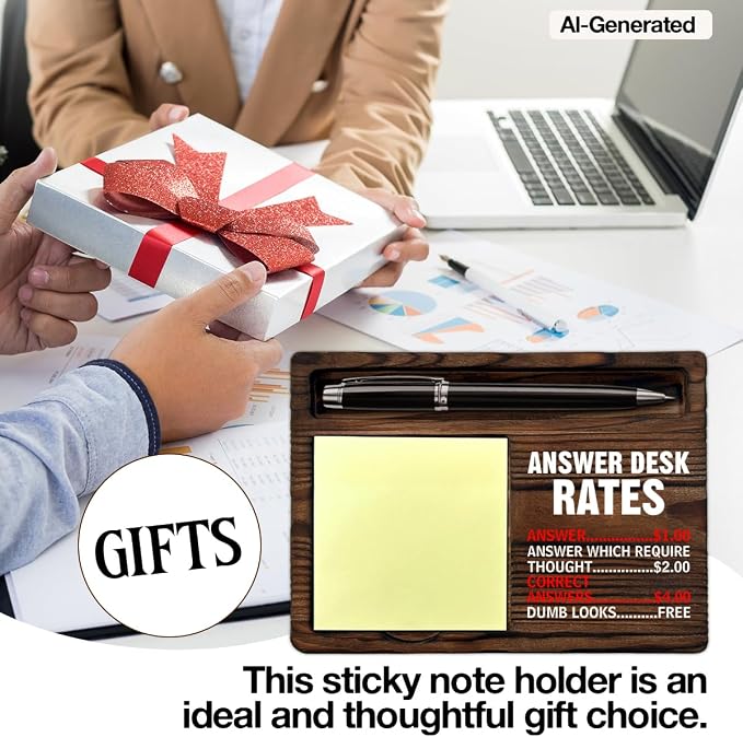 Funny Office Sticky Note Holder Humorous Sarcastic Gifts for Coworkers Employees Teammate Answer Desk Rates Self-Stick Note Pad Holders Office Cubicle Decor