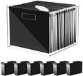 Dispowreath 24 Hanging File Folder with Acrylic Organizer for Letter/a4 Size Desktop Clear File Storage Box with Handles for Home Work Office Use(Black,Classic)