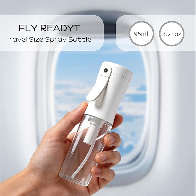 Spray Bottle for Hair, 2 Pack 95ml Small Continuous Water Mist Spray Bottle, Ultra Fine Mist for Face, Hairstyling, Salon, Cleaning, Toners, Hydration & Makeup, Travel Size Leak-Proof Bottles White