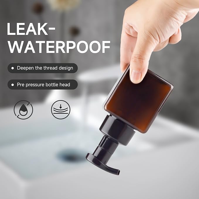 250ML Foaming Soap Dispenser, 2-Pack Plastic Hand Soap Dispenser, Refillable Leakproof Foam Pump Bottle with Waterproof Labels, for Shampoo, Body Wash