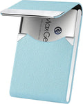 MaxGear Business Card Holder, PU Leather Business Card Case, Light Blue | Stainless Steel Interior, Magnetic Closure, RFID Blocking, Holds 15–25 Standard Business Cards