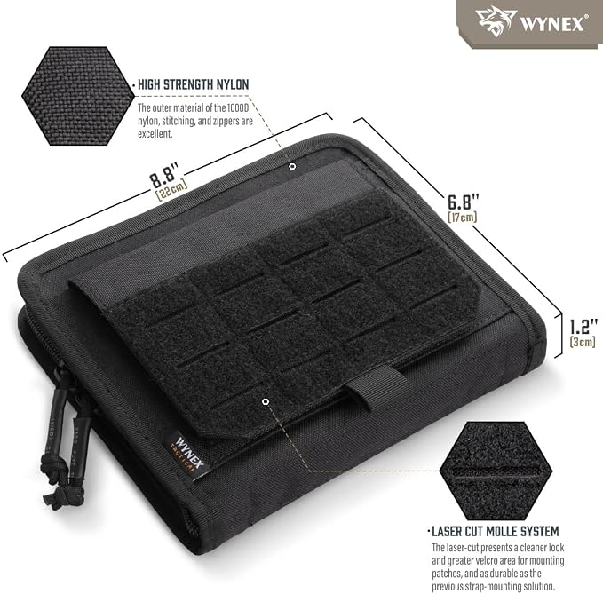 WYNEX Tactical Molle Admin Pouch, Laser-Cut, EDC Organizer Tool Pouch | Utility Organizer EDC Medical Bag, EDC Pocket Modular Pouch, Tactical Accessories EDC Pouch, Include U.S Patch