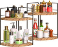 2 Pack Bathroom Counter Organizer, 2 Tier Corner Bathroom Counter Organizer Wooden Double Vanity Organizers for for Double Sink Organizers and Kitchen Storage Dresser Decoration