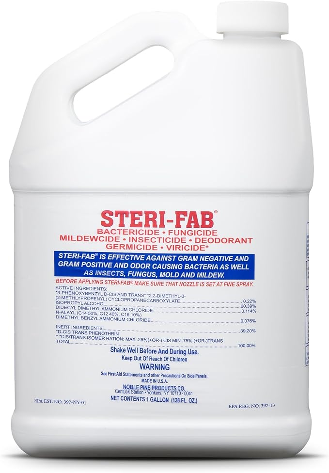 Steri-fab All-in-One Disinfectant & Insecticide Spray, 1 Gallon Jug | Kills Bed Bugs, Fleas, Mites, Roaches, Viruses, Fungi, & Odors, Quick-Drying, Non-Residual