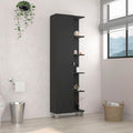 Hassyee Modern Design Linen Cabinet with Four Exterior Open Shelves for Generous Storage, Floor Display Cabinet with Three Interior Adjustable Shelves