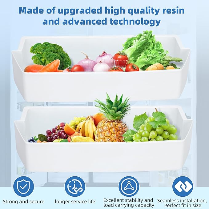 2187172 Door Shelf Bin for Whirlpool Kenmore Amana Frigidaire Fridges Roper Estate Replace WP2187172, AP6006028, 2187194K, PS11739091 AP3853103, AP3853103, PS328468, PS986890, 3046299（2 Pack）