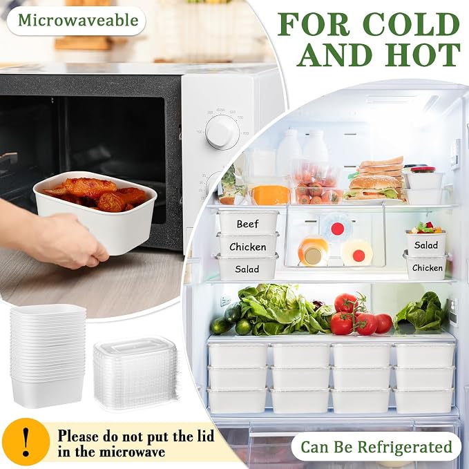 Maxdot 50 Pack 29 oz Disposable Food Containers with Lids Paper Food Containers Bowls for Meal Prep, Salad, Ice Cream, Yogurt, Soup Bowls Party Leftover Box
